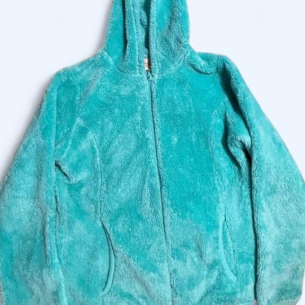 Faded Glory Fuzzy Teal Zip Up Hoodie (Girl's 10/12)